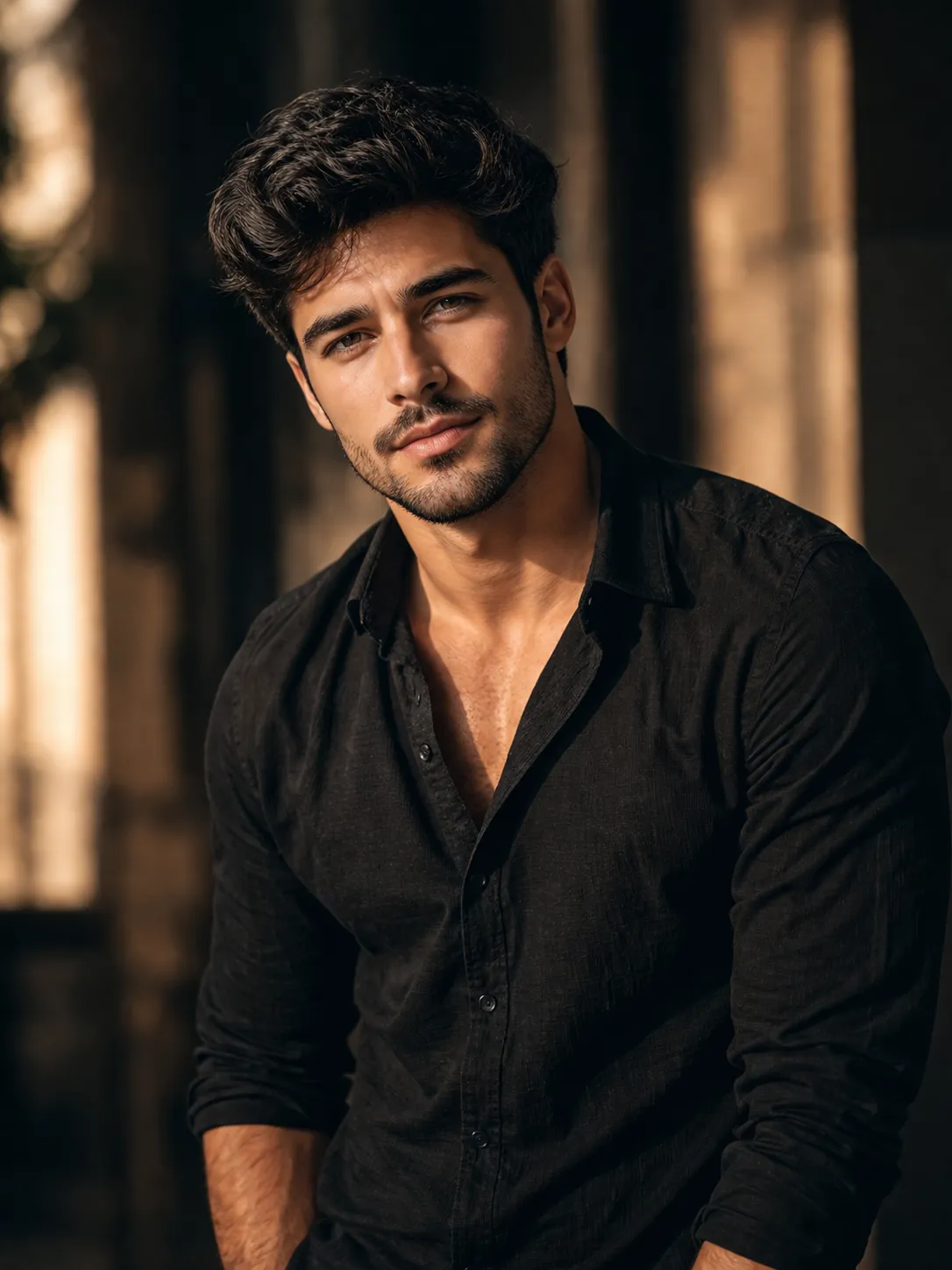 Man Standing in Soft Golden Hour Light