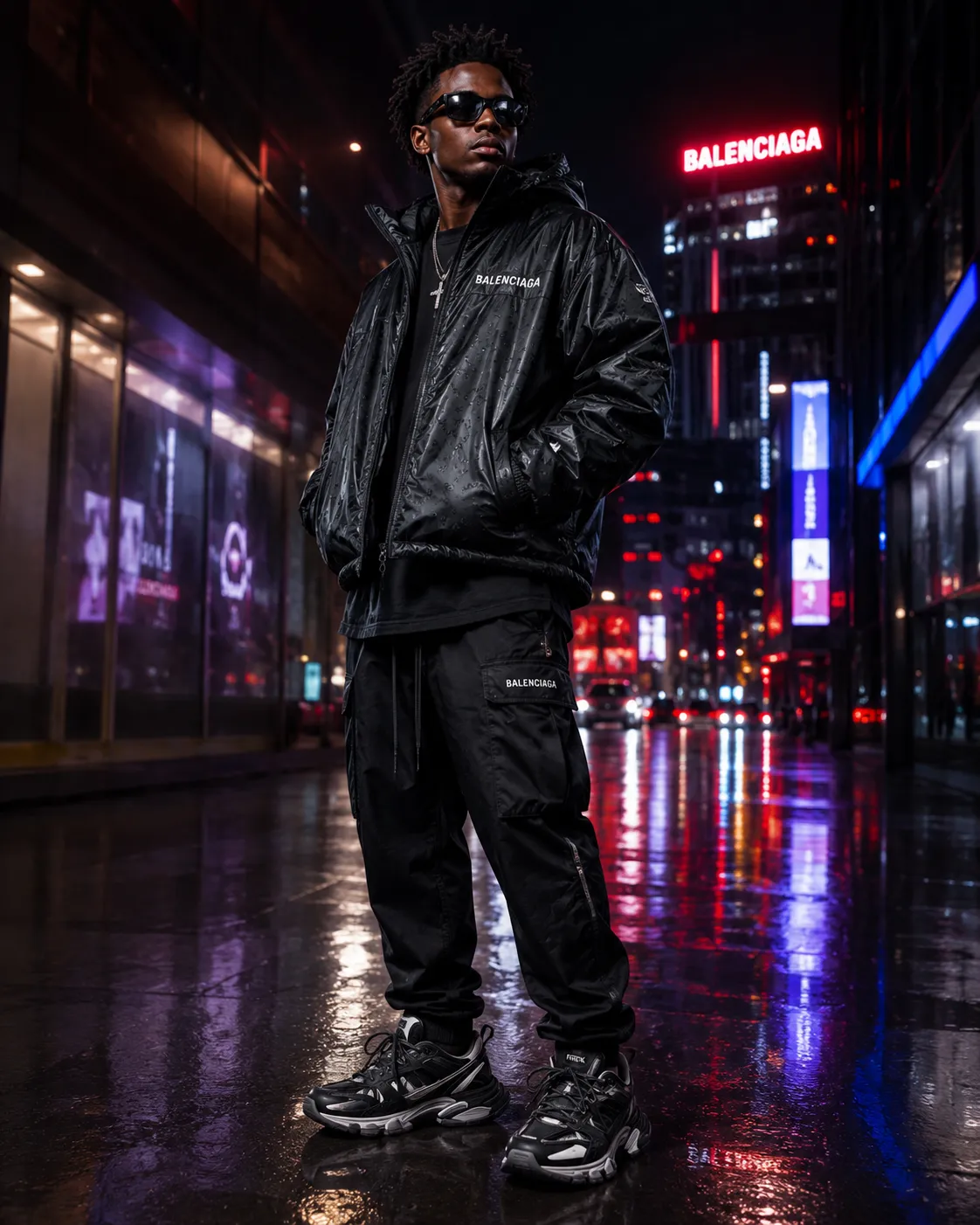 A Stylish Model Wearing Luxury Streetwear