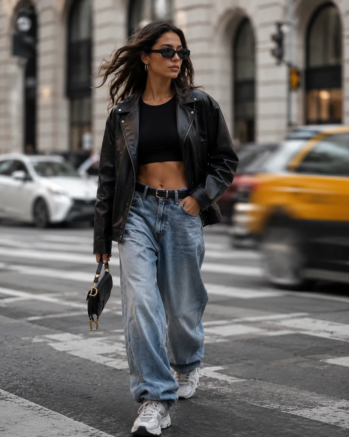 A Fashion Influencer Walking Confidently on a City Street