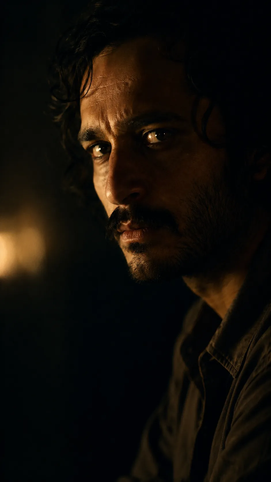 Man in Dramatic Side-lit Cinematic Close-up