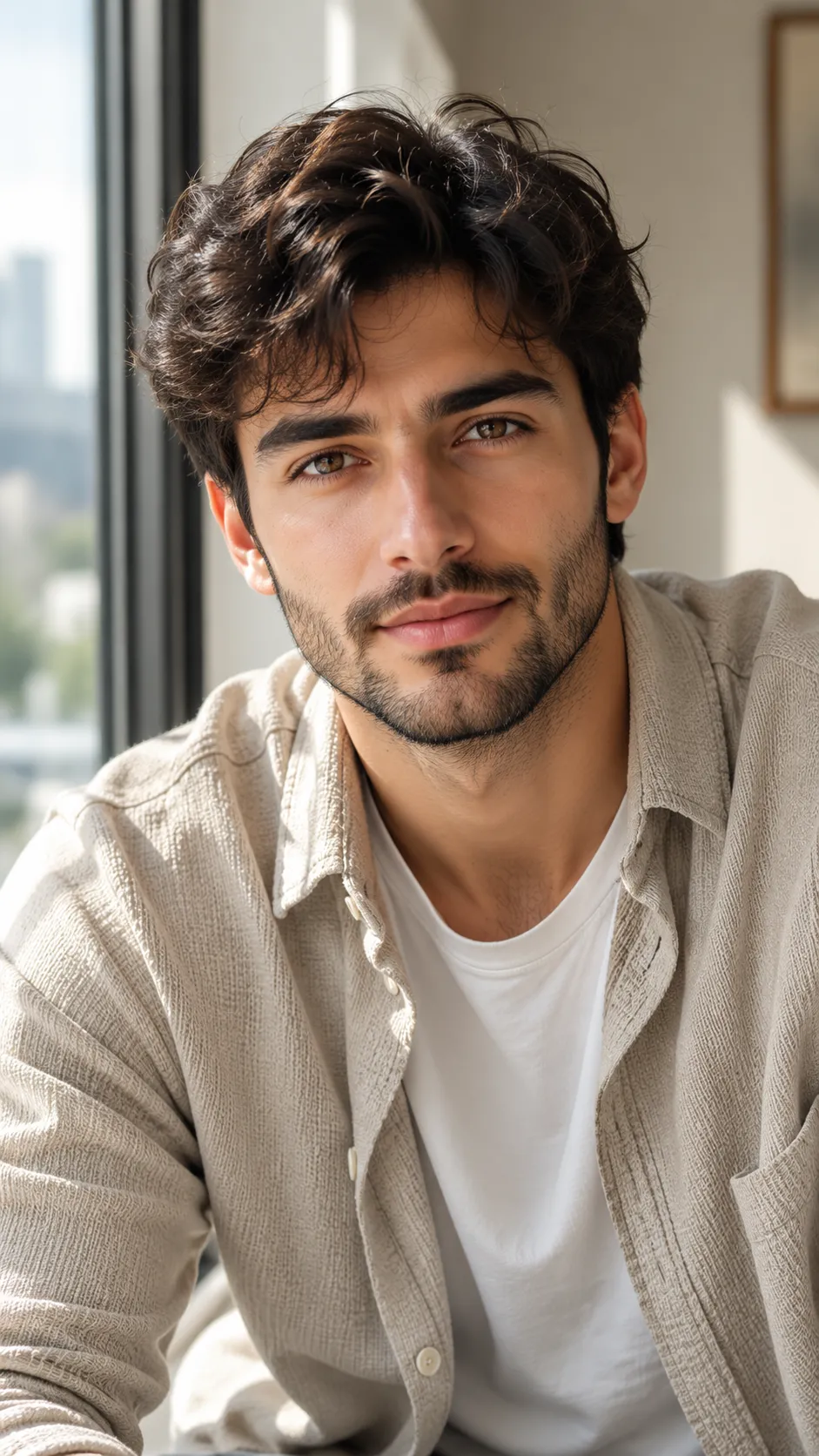 Man Near Window with Soft Daylight, Face Clearly Visible