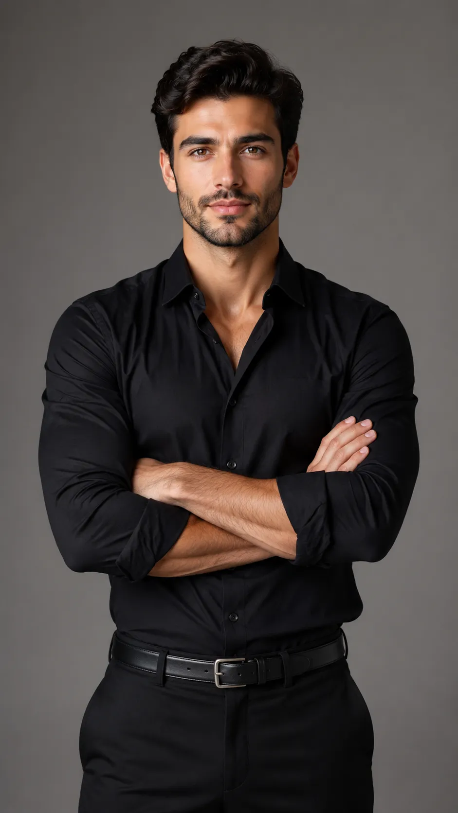 Man Standing with Arms Crossed, Face Clearly Visible