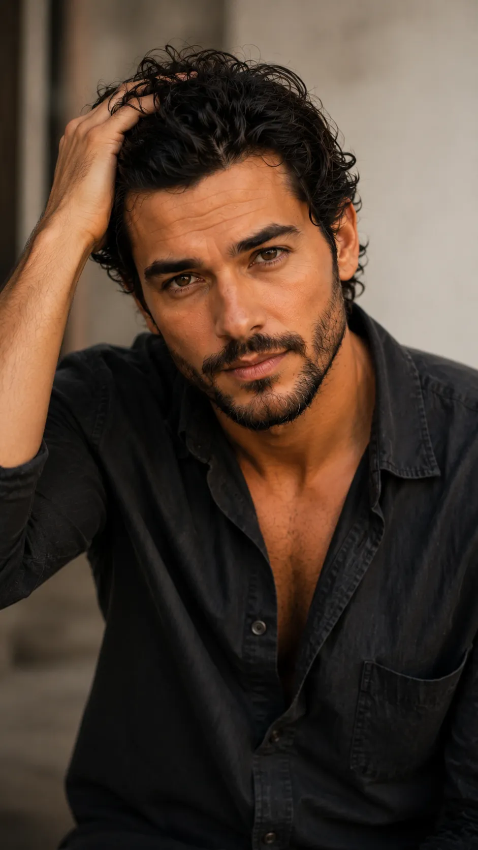 Man Running His Hand Through His Hair, Face Fully Visible