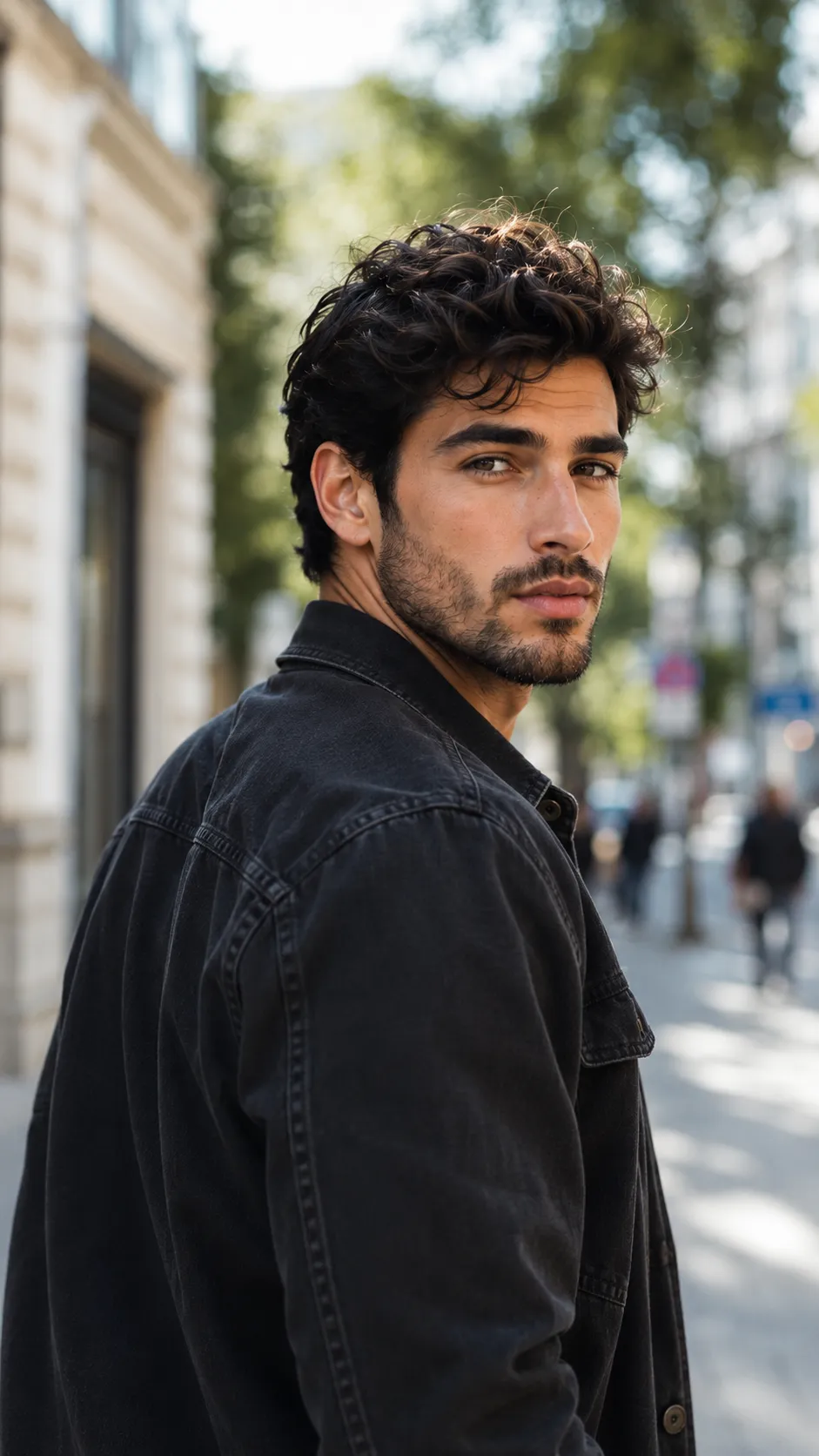 Man Mid-turn Glancing Back, Face Clearly Visible