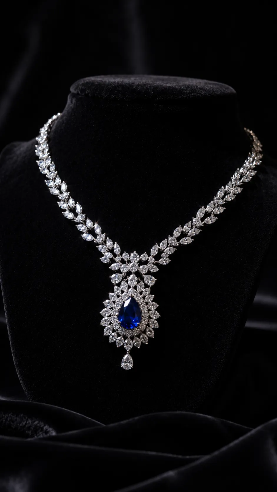 Jewelry Piece on Velvet Cushion with Dramatic Lighting