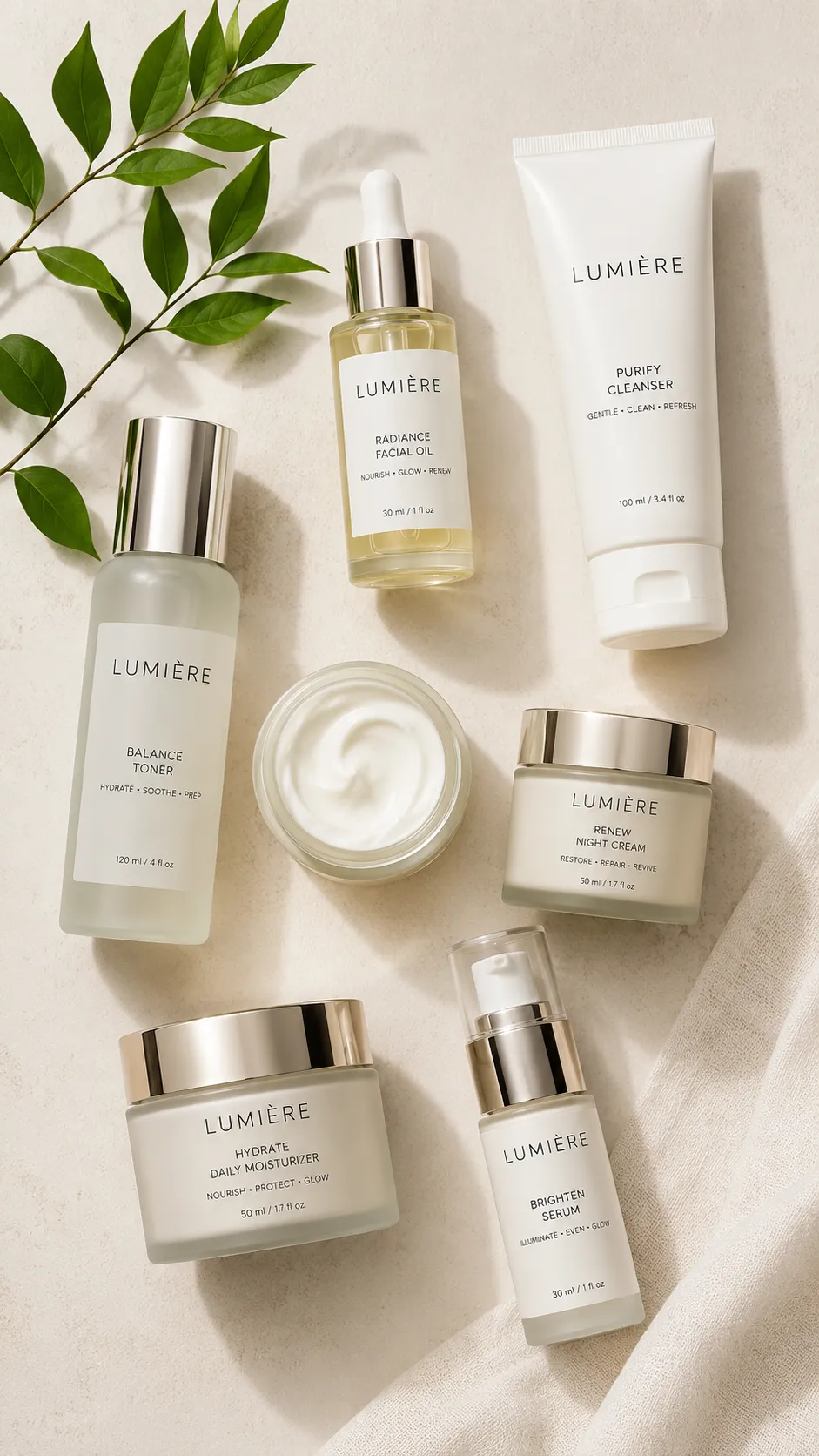 Skincare Products Arranged in Flat-lay Composition