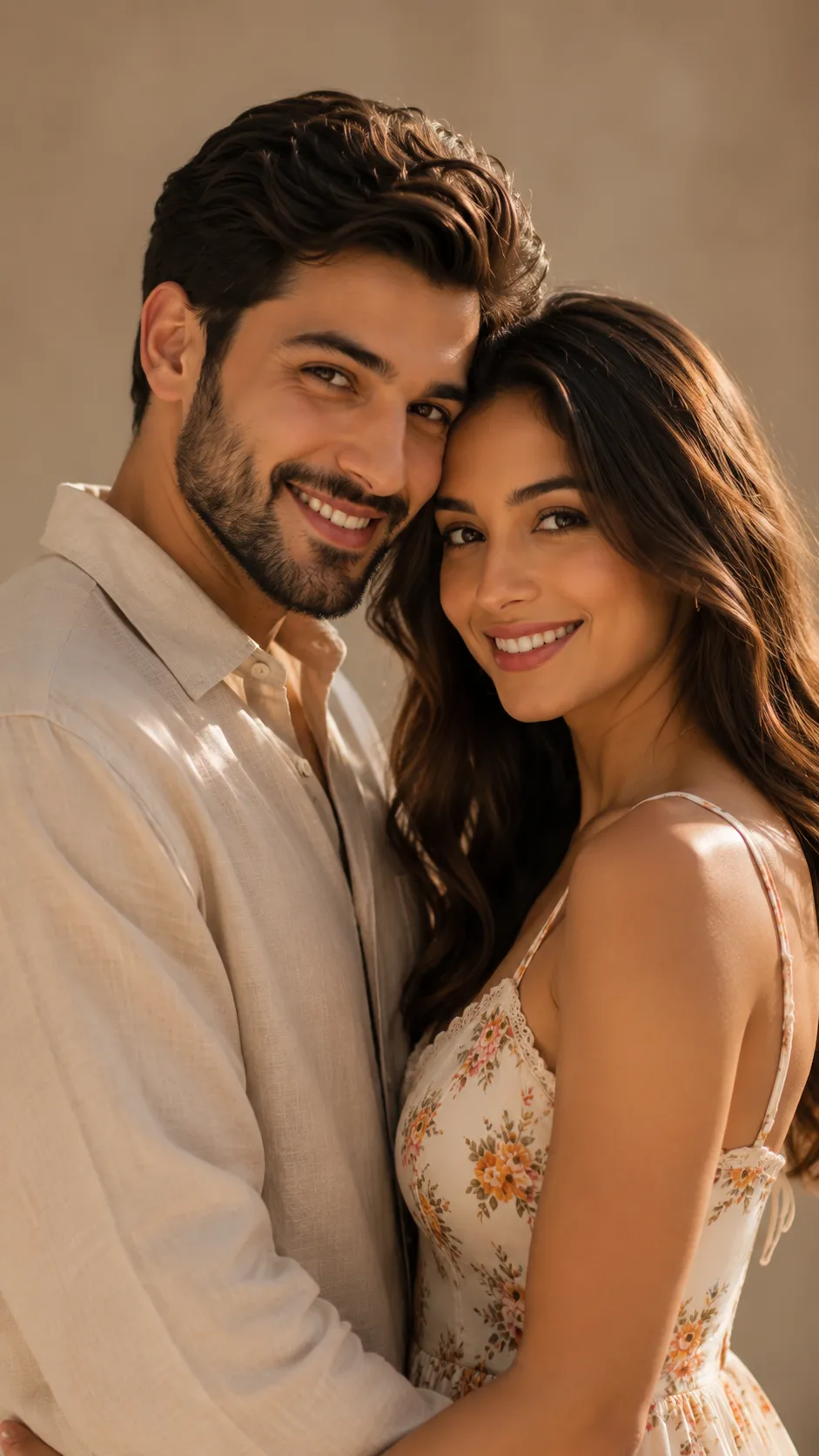 Couple Foreheads Touching, Both Faces Clearly Visible