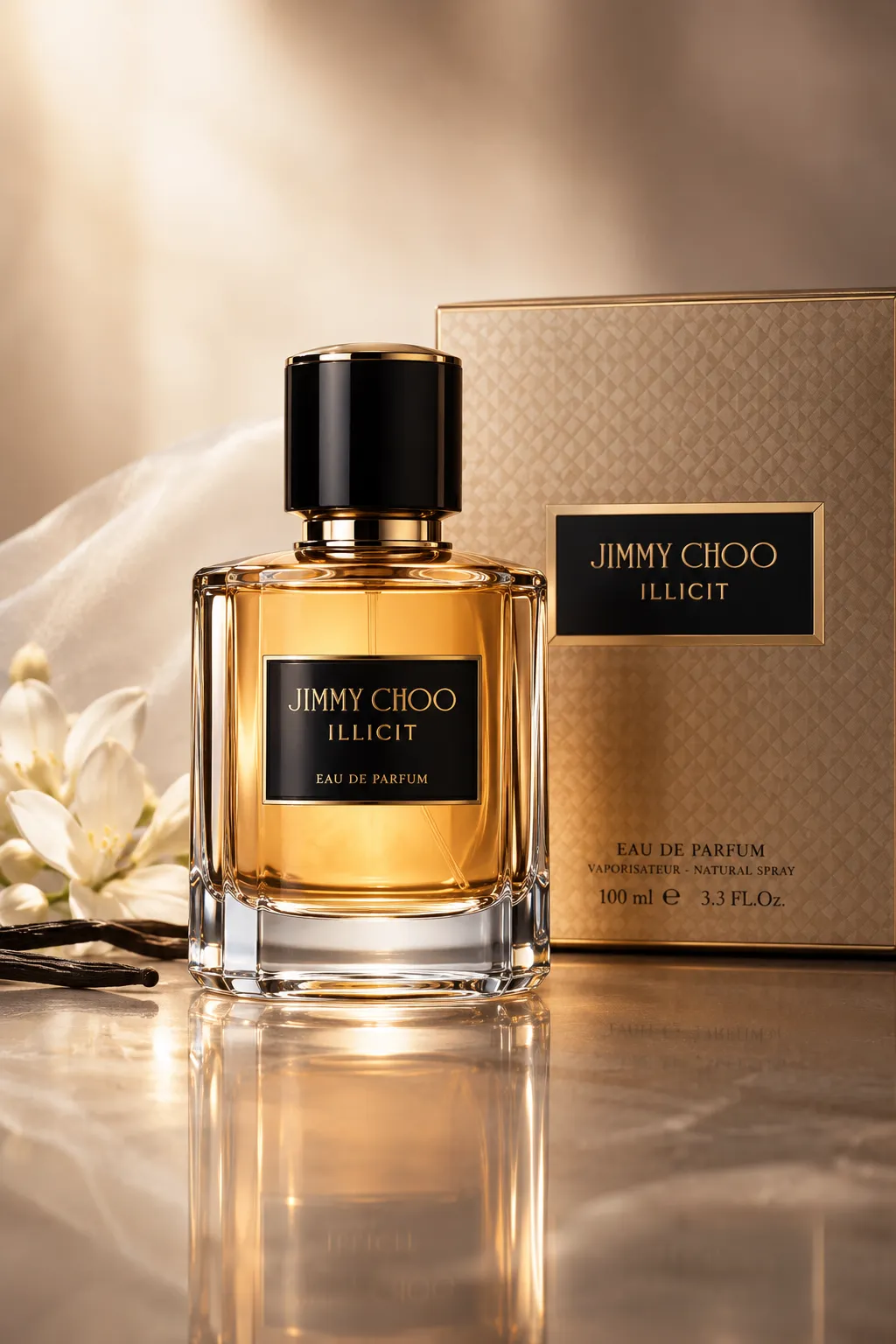 Luxury perfume bottle photographed in a premium studio commercial setting