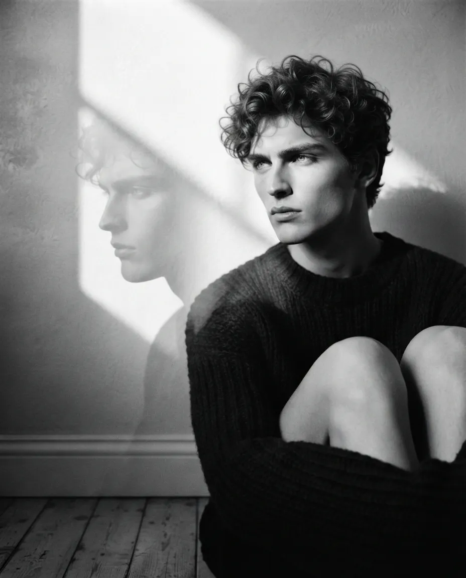 Moody Monochrome Portrait Prompt 1