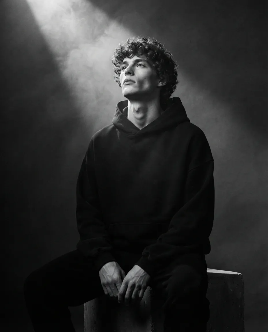 Moody Monochrome Portrait Prompt 3