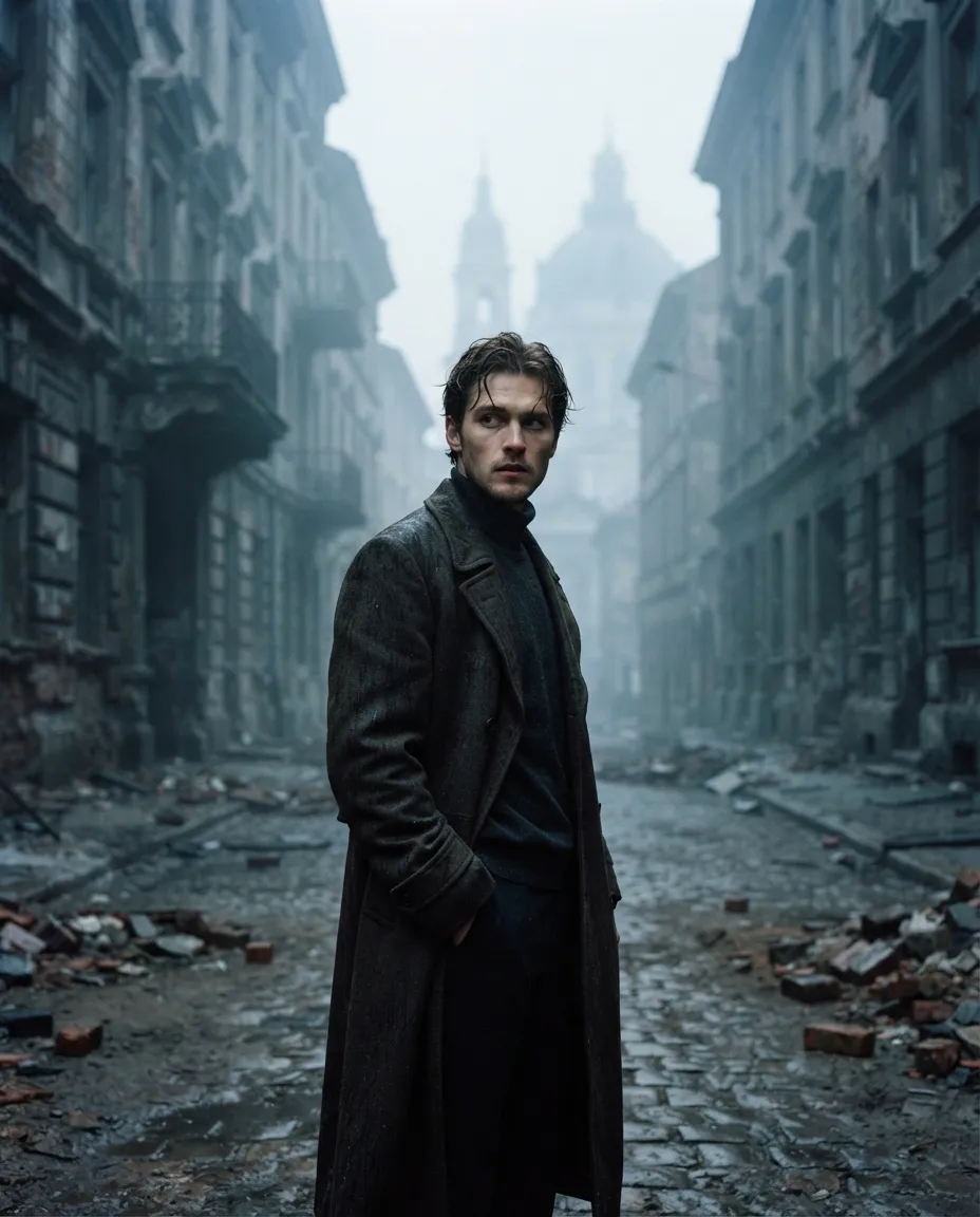 Foggy Dystopian City Cinematic Portrait Prompts v1