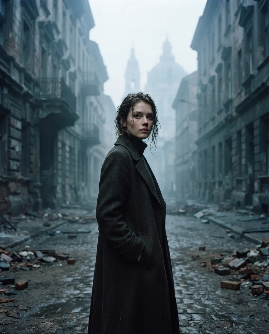 Foggy Dystopian City Cinematic Portrait Prompts v2